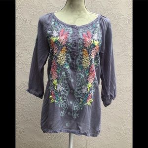 JOHNNY WAS slate gray tunic